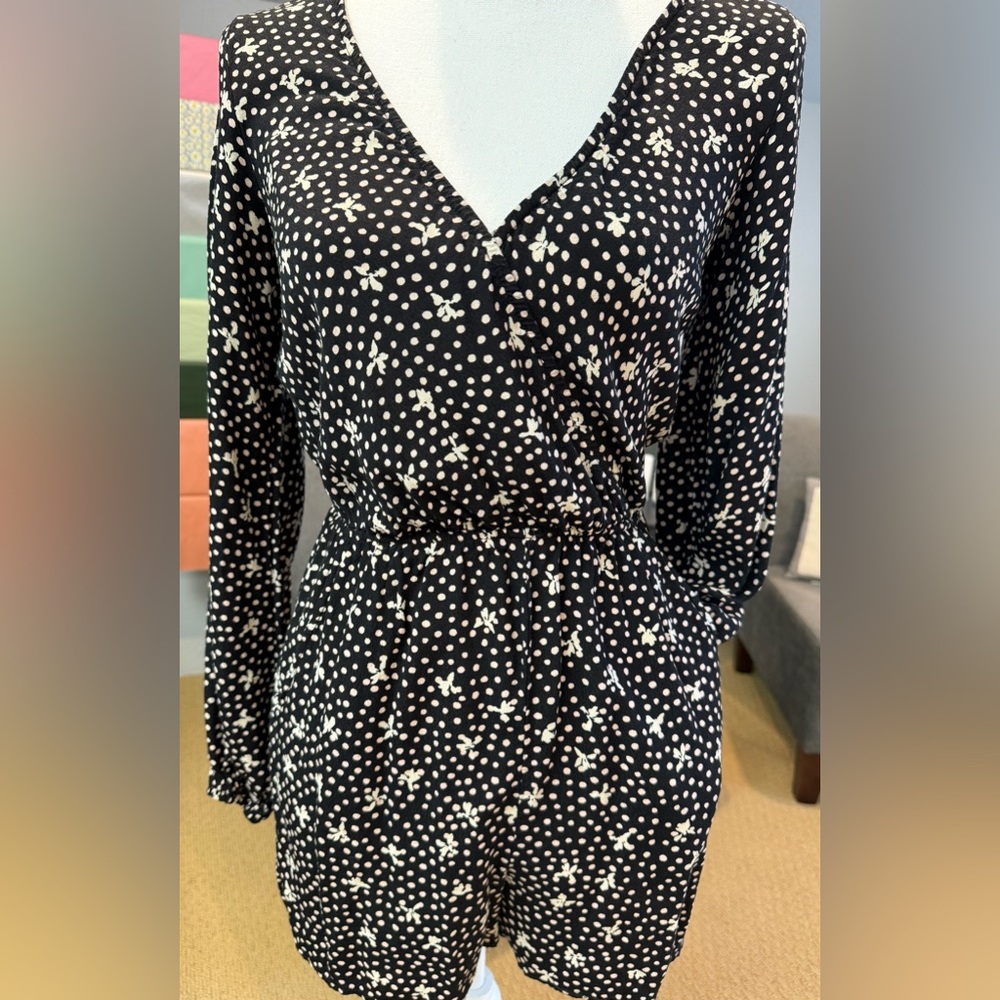 Mahina Romper Black and White Polka Dot Shorts
